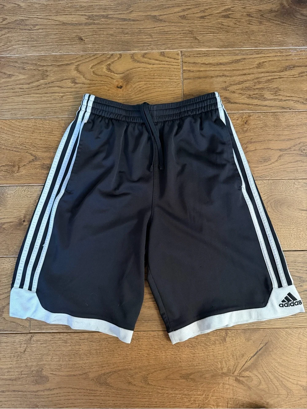 Adiadas Trendy Black Athletic Shorts with White Trim Kids Large/ Women’s XS